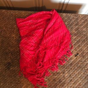 Red Scarf With Silver Thread